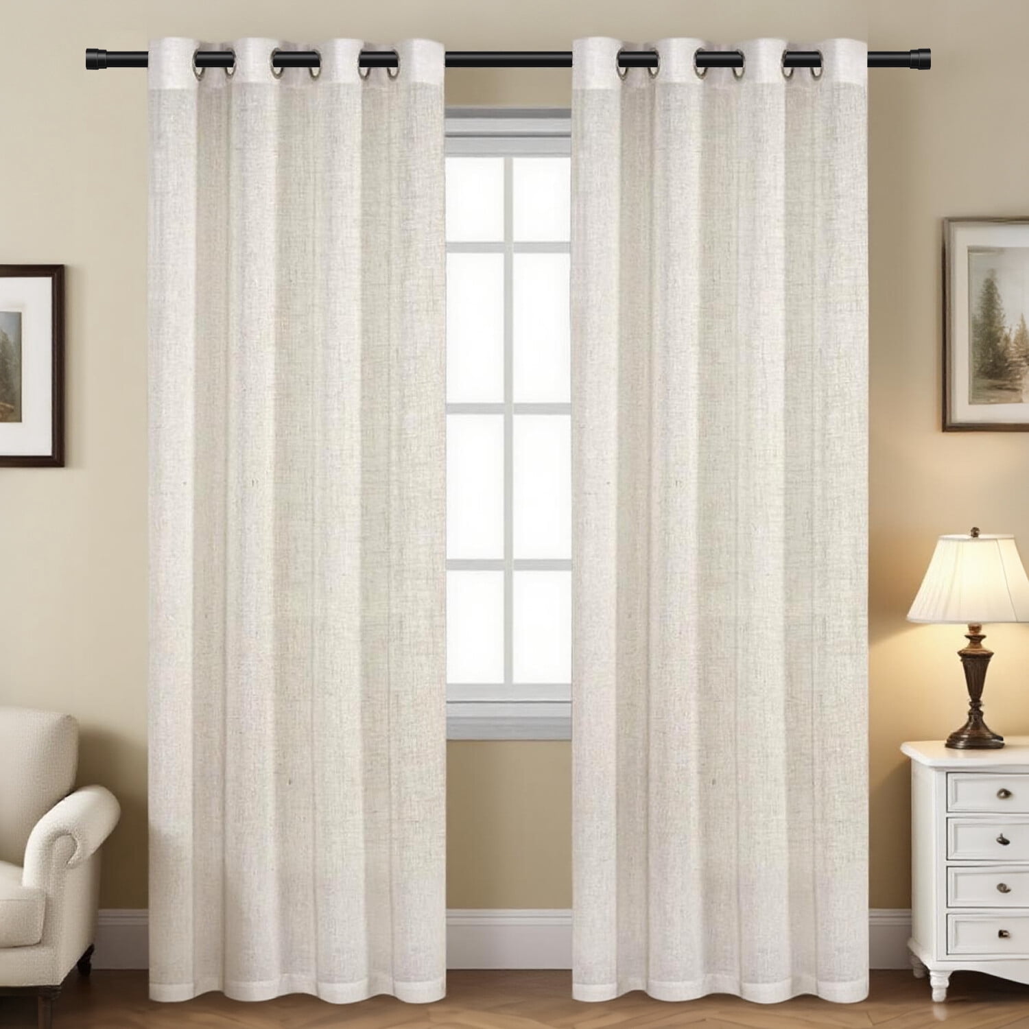 Turquoize Modern Decorative Adjustable Single Curtain Rod Telescoping 0.75" Diameter for Windows 66-120 In,Black