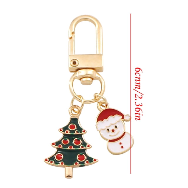 Christmas Series Metal Keychain Pendant Christmas Tree Candy Snowman Pendant Small Gift