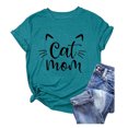 thumbnail image 1 of LUOGENLI T-shirts pour Femmes T-shirts à Col Rond d'Été Imprimé Chat Coloré en Coton à Manches Courtes t-Shirt T-shirts Graphiques T-shirts de la Saint-Valentin T-shirts Graphiques de Pâques Vert G, 1 of 2