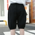 thumbnail image 5 of Hvobtty Toddler Casual Shorts Pants, Toddler Summer Short Pants, Boys and Girls' Lantern Pants Solid Color and Linen Kids Five Quarter Pants Black 8-9 Years, 5 of 5