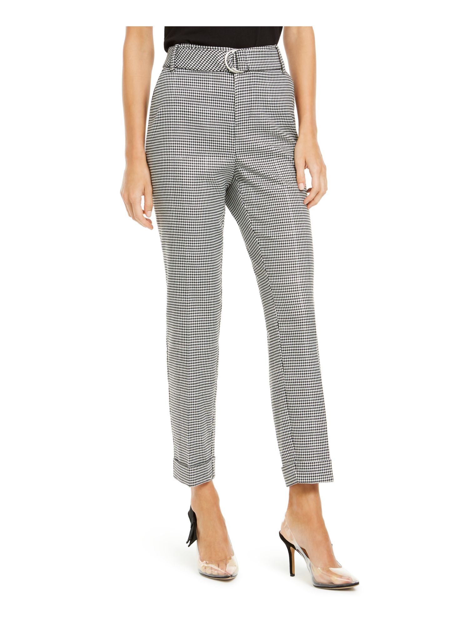 CHARTER CLUB Womens Black Houndstooth 