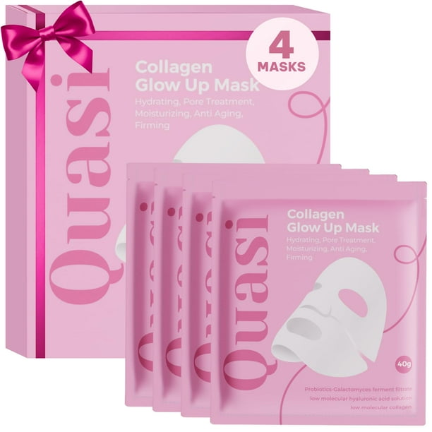 Mascarilla facial nocturna de quasi biocolágeno. Mascarilla hidratante coreana. Niacinamida y colágeno de bajo peso molecular. Cuidado reafirmante y suavizante para todo tipo de piel. 4 mascarillas.