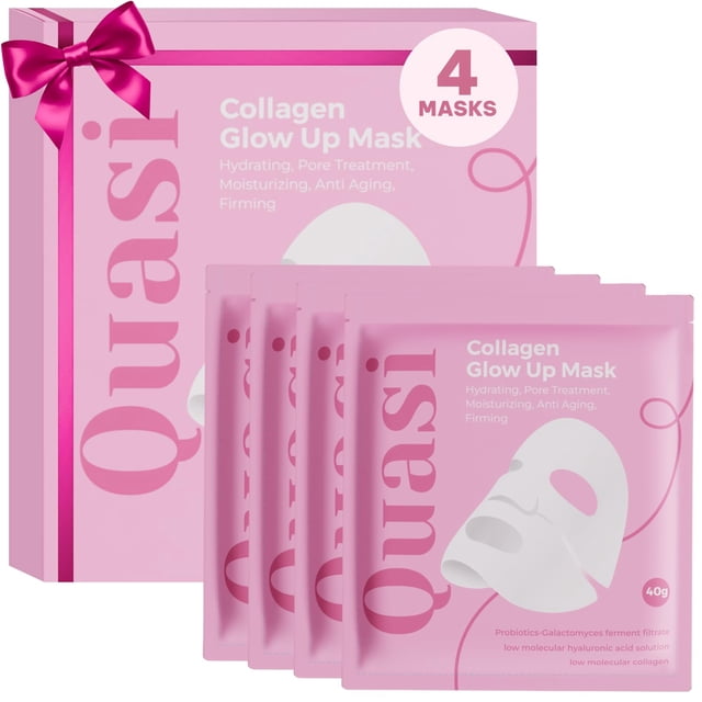 Mascarilla facial nocturna de quasi biocolágeno. Mascarilla hidratante coreana. Niacinamida y colágeno de bajo peso molecular. Cuidado reafirmante y suavizante para todo tipo de piel. 4 mascarillas.