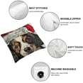 thumbnail image 4 of SHANXI Merry Bright Christmas Pillow Covers Lovely Cat Dog Golden&nbsp;Retriever with Red Santa Hat Green Elk Farmhouse Decorations 24x24in, 4 of 5