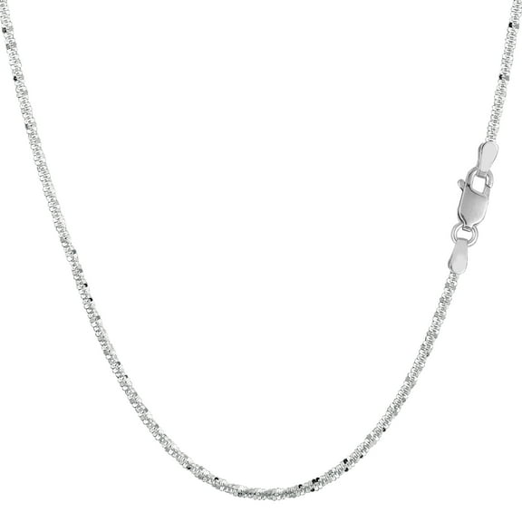 10k White Gold Sparkle Chain Necklace, 1.5mm, 16"