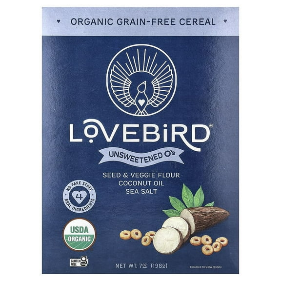Lovebird, Organic Grain-Free Cereal, Unsweetened O's, 7 oz Pack of 2