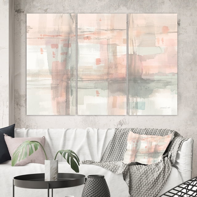 Designart - Intersection II Gris - Rose Moderne Premium Toile Art Mural