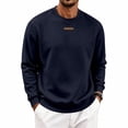 thumbnail image 2 of IAJDKMEK Men's Crewneck Pullover Fleece Sweatshirt - Long Sleeve Lightweight Relaxed Fit, Sweatshirts for Men Casual Basic Everyday Layer,Navy S, 2 of 9
