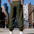 thumbnail image 6 of LWavelet Men's Side Striped Tapered Joggers - Drawstring Waist Trendy Design Casual Everyday Pants Army Green M, 6 of 9