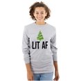 thumbnail image 2 of Festive Holiday Christmas Tree Lit AF Plus Size Long Sleeve Graphic Tee Shirt Brisco Brands 2X, 2 of 3