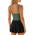 thumbnail image 4 of Yammkia Swimsuit One Piece Womens One Piece Swimsuit Retro Tummy Control Bathing Suits Ruched Modest Full Coverage Swimwear(Army Green,XXL), 4 of 9
