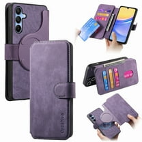 For Samsung Galaxy A13 5G Phone Cover Detachable Magnetic Front Case Hard PC Back Case Stand Feature Card Pocket & Credit Slot Shock-Absorbent Dustproof Wallet Phone Case for Men or Women, Purple