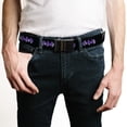 thumbnail image 2 of Adjustable Belt, Clamp Buckle, Cut-to-Fit, Batman Signal Black Purple Plaid, 2 of 3