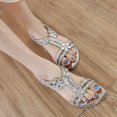 thumbnail image 2 of Dsscvnef Women Summer Sandals Elastic Band Rhinestone Casual Open Toe Flat Soft Bottom Breathable Comfortable Lightweight On, 2 of 6