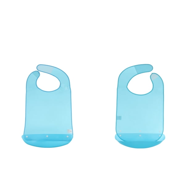 Baberos Protectores De Ropa Para Comidas Sunnimix Delantal De Ayuda Para Discapacitados Con Bolsillo De PE Color Azul 2 Uds Babero reutilizable para adultos