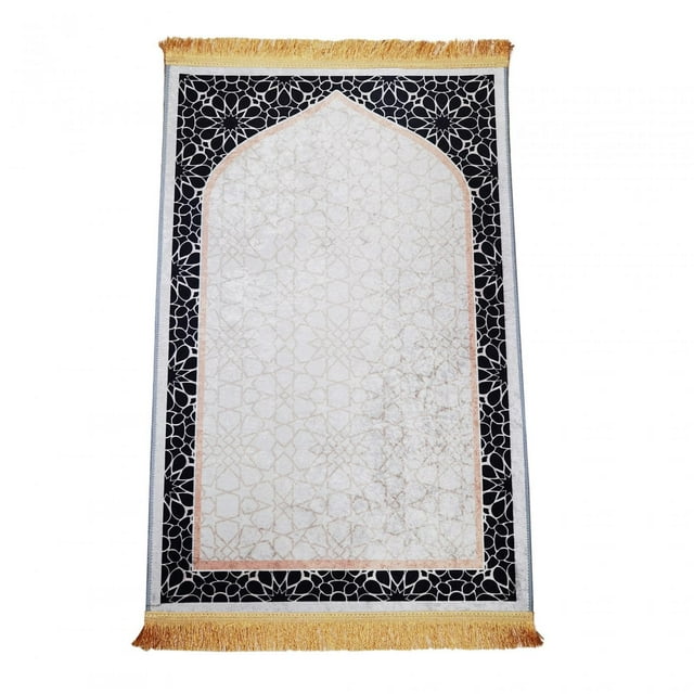 yuksok Tapis de Prière Musulman Antidérapant Design Élégant Tapis Rectangulaire de Prière Blanc