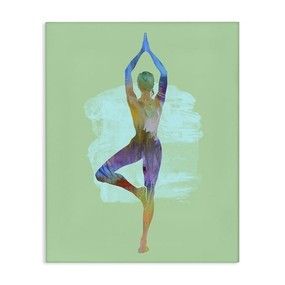 Stupell Industries Meditating Standing Pose Sports Painting Wrapped Canvas Art Print Wall Art, 16 x 20