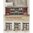 thumbnail image 3 of Farmhouse Style Hall Tree - Multipurpose Entryway Furniture. Features Bench, 16 Compartments for Shoe Storage, 6 Tri-Hooks. Heather Greige., 3 of 8