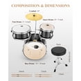 thumbnail image 6 of Eastar Kids Drums Toys 3 Piece 14 In Percussion Musical Instrument, Drumming Kit for Beginners,  Metallic Black, 6 of 9