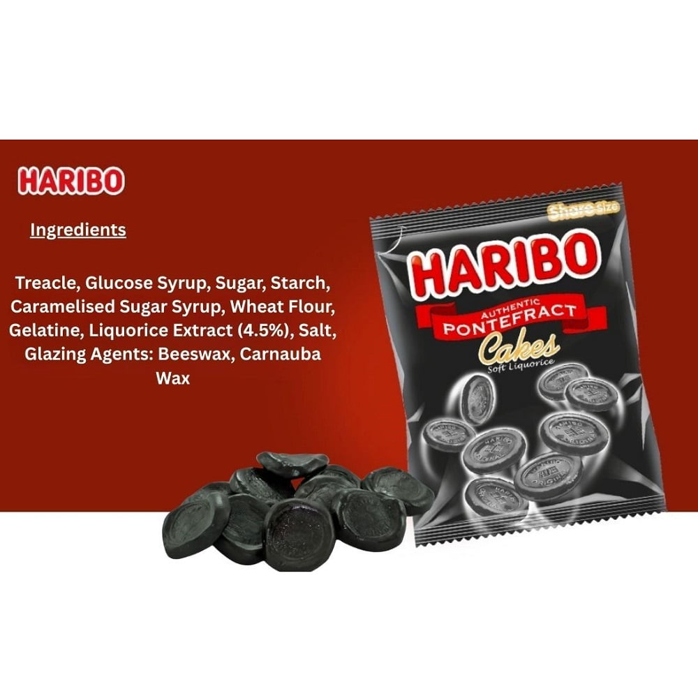 Haribo Authentic Pontefract Cakes Soft Liquorice Bag 160g (Pack of 12)