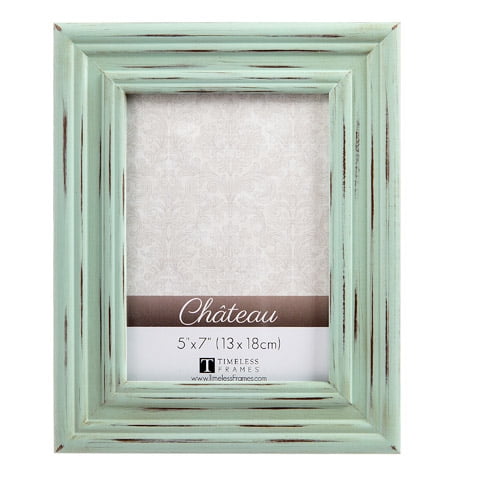 Pretty Full Distressed Green Color Picture/photo Frame 5 x 7 In. 