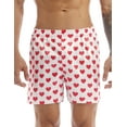 thumbnail image 6 of renvena Mens Love Heart Print Boxers Shorts Silky Satin Elastic Waist Lounge Shorts Underwear Sleepwear, 6 of 7