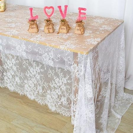 

Lace Tablecloth Floral Lace Table Cloth Vintage Lace Table Cover Ovelrays Farmhouse Lace Table Linens Embroidery Eyelash Tablecloth for Bridal Shower Wedding Engagement Party (60x120 Inch White)