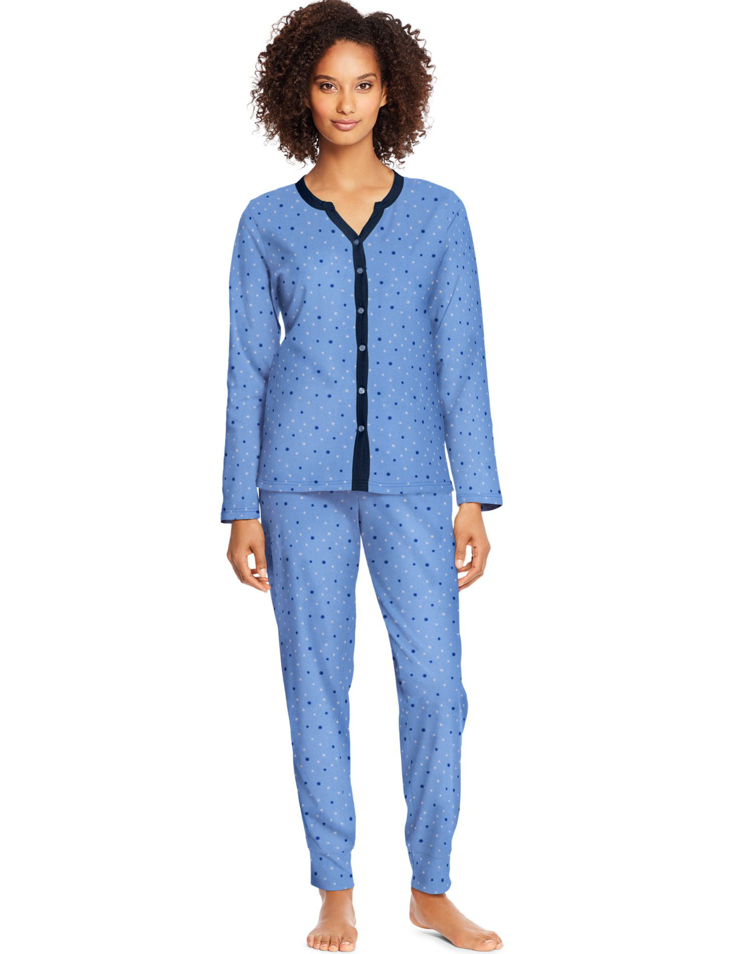 Hanes - Hanes Women's Button Front Jogger 2 piece pajama set - Walmart ...