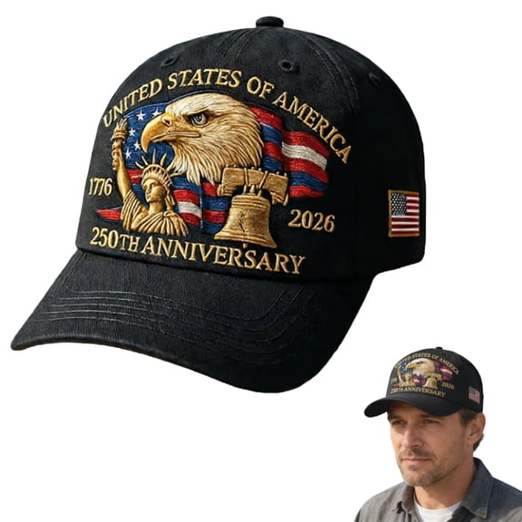 250 Anniversary USA Hat - Adjustable 250 Year American Anniversary Hat, United States 250th USA Cap, Retro Embroidered Cap for Men Women Gifts (Eagle & Goddess