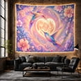 thumbnail image 6 of Floral Garden Hummingbirds with Flight Diagonally Each Other, Mystical Fantasy for Space Lovers, Galaxy Room Decor, Valentine'S Day Gift, Tapestry Wall Hanging for Bedroom and Dorm, 6 of 7