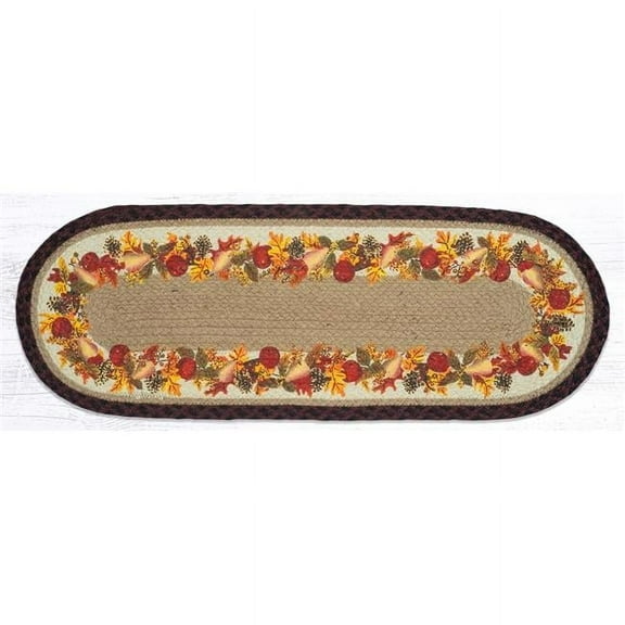 Capitol Importing 68-431AW 13 x 36 in. Autumn Wreath Oval Table Runner