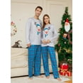 thumbnail image 3 of Pyjama à Manches Longues Col Rond Parent-Enfant Ensemble de Pyjama de Noël Imprimé Élan Bleu à Carreaux pour la Maison Ensemble Deux Pièces, 3 of 6