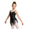 thumbnail image 5 of Aislor Kids Girls Shiny Sequin Latin Jazz Ballet Dance Dress with Tassel Hem Ballroom Party Costume 6-14 Black 12, 5 of 7