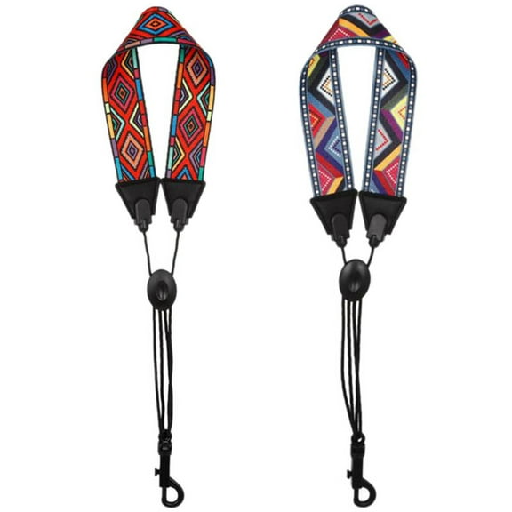 2Pcs Saxophone Neck Strap with Snap Hook Sax Harness for Alto / Tenor / Soprano Sax - Colorful & Red