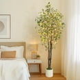 thumbnail image 7 of Artificial Eucalyptus Tree, 7ft Tall Fake Artificial Plant with White Planter，Large Faux Floor Plant Fake Silk Trees with 100 Lights Artificial Trees for Home Decor Indoor, 7 of 7