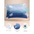 thumbnail image 2 of Navy Blue Ombre Satin Pillowcase for Hair and Skin with Zipper, Soft Breathable Cooling Silk Pillow Cases, Modern Abstract Art Ocean Oil Painting Throw Pillow Covers Queen Size 20"x30" Set of 2, 2 of 6