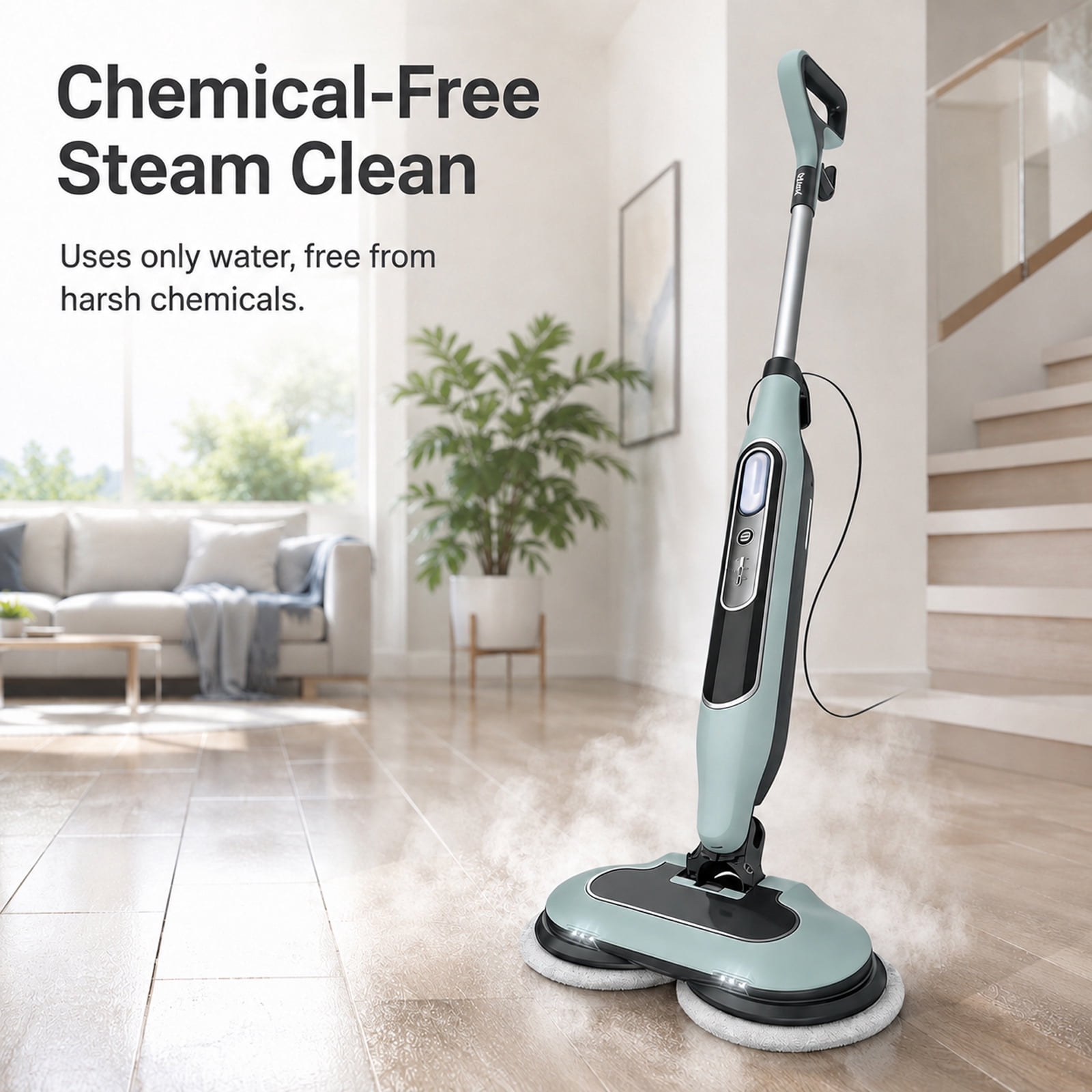 Alvantor Dual Steam Mop, All-in-One Hard Floor Steam Mop with 3 Steam Modes & LED Headlights, Lightweight for Home Tile Cleaning