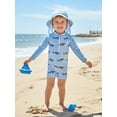 thumbnail image 5 of BemeyourBBs Toddlers Baby Boys 3 Piece Swimsuit Infant Bathing Suit Swim Shirt Trunk Shorts Set and Sun Hat Long Sleeve Shark Swimwear Sunsuit Newborn UPF 50+ Rash Guard, 5 of 9