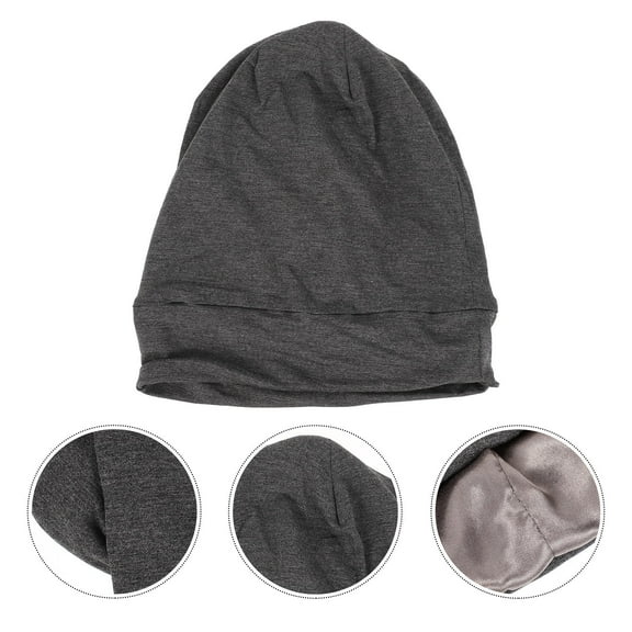GOOHOCHY 1Pack Dark Grey Satin Cap for Sleeping Breathable with Style Maintenance