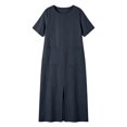 thumbnail image 6 of Levmjia Women's Summer Dress Short Sleeve Crew Neck Side Pocket Casual A Line Midi Dress with Side Slit Loose Fit Solid Color Day Dresses, 6 of 6