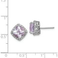 thumbnail image 4 of Sterling Silver Rhodium-Plated Pink Quartz And Diamond Earrings (11 X 11) Made In Thailand qe9850pq, 4 of 5