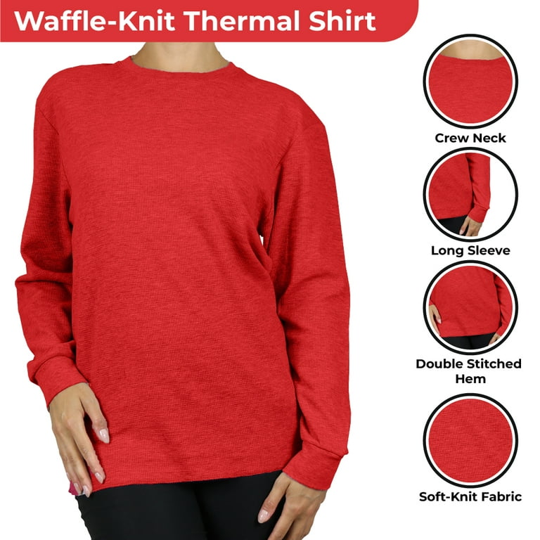 GBH Women's Loose Fit Crew Neck Waffle-Knit Thermal Shirt (S-2XL)