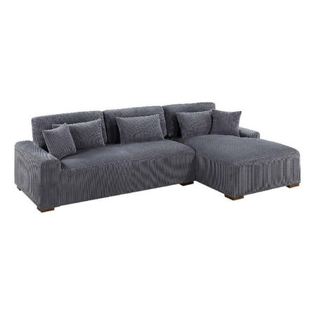 Lio 2pc XL Sectional Sofa with Chaise- 5 Throw Pillows- Gray Corduroy