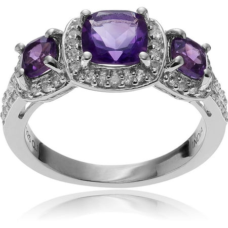 Brinley Co. Women's Topaz Accent Amethyst Rhodium-Plated Sterling Silver Polished Fashion Ring