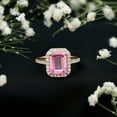 thumbnail image 3 of Rosec Jewels Lab Grown Pink Sapphire Emerald Cut Engagement Ring with Halo - 8X10 mm - Pink Sapphire Diamond Ring for Women, 18K Yellow Gold, US 8.50, 3 of 9