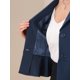 thumbnail image 5 of Blazer corto de trabajo INSPIRE CHIC para mujer con cuello de solapa, manga larga, volantes, chaqueta casual de oficina M azul oscuro, 5 of 6