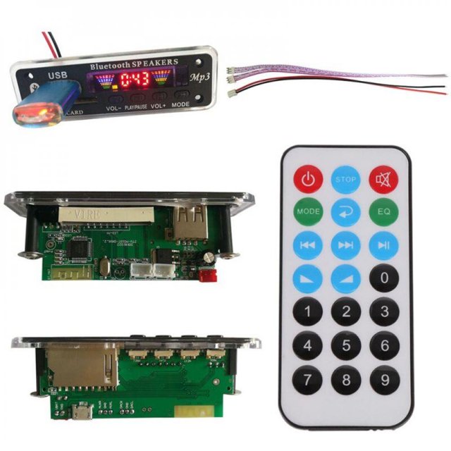 Wireless Bluetooth 5.0 12V MP3 WMA Decoder Board Audio Lossless APE Module USB TF FM Radio Support Power-off Memory Playback Sliver-1