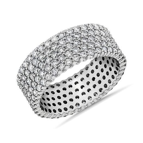 2.00 Carat Clarity-VS1 Round Shape Real Diamond Radiating Full Engagement Band for Women Solid 950 Platinum Size 7