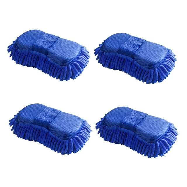 Bamboohart Microfiber Car Wash Sponge-Non Scratch Sponges-Two Sided Chenille Microfiber Wash Sponge-Microfiber Wash Mitt for Cars Trucks SUVs Boats RVs- 4pack