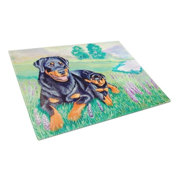 Carolines Treasures 7141LCB Rottweiler Glass Cutting Board Large 12H x 16W multicolor